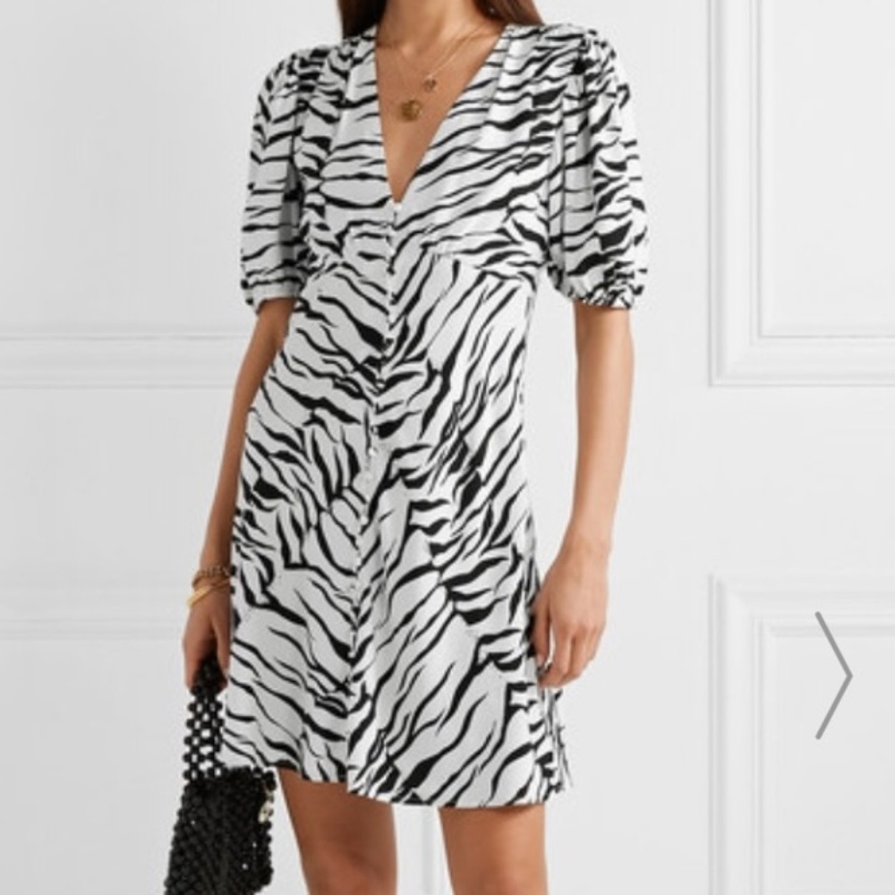Rixo London Zanita Zebra Print Mini Dress